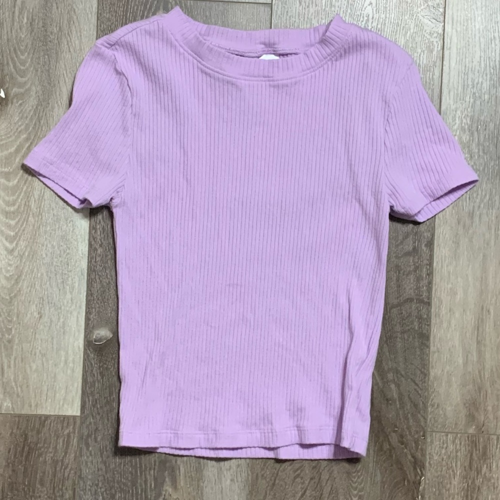 Divided Purple Crop Top Ribbed